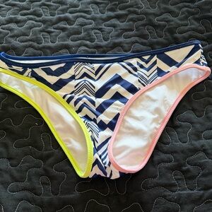 Victoria's Secret Navy Zigzag Bikini Bottom with Pink & Yellow Trim